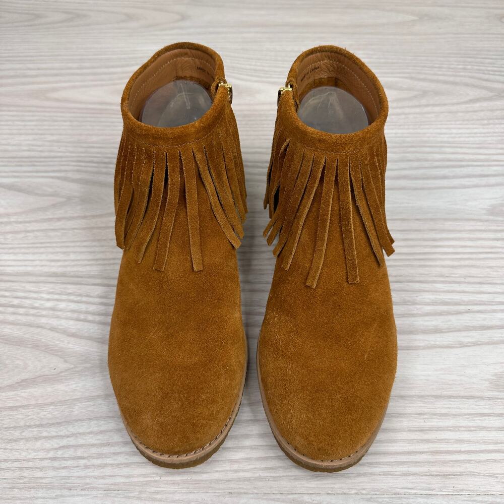 Kate Spade Boots Betsie Too Fringe Suede Ankle Bootie WMNS 7.5 Camel Brown - Picture 4 of 11